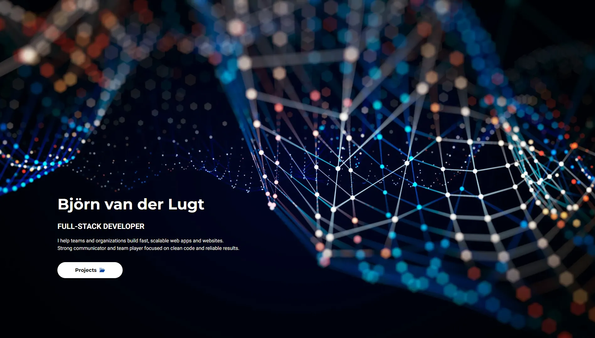 Landing page of my freelance portfolio