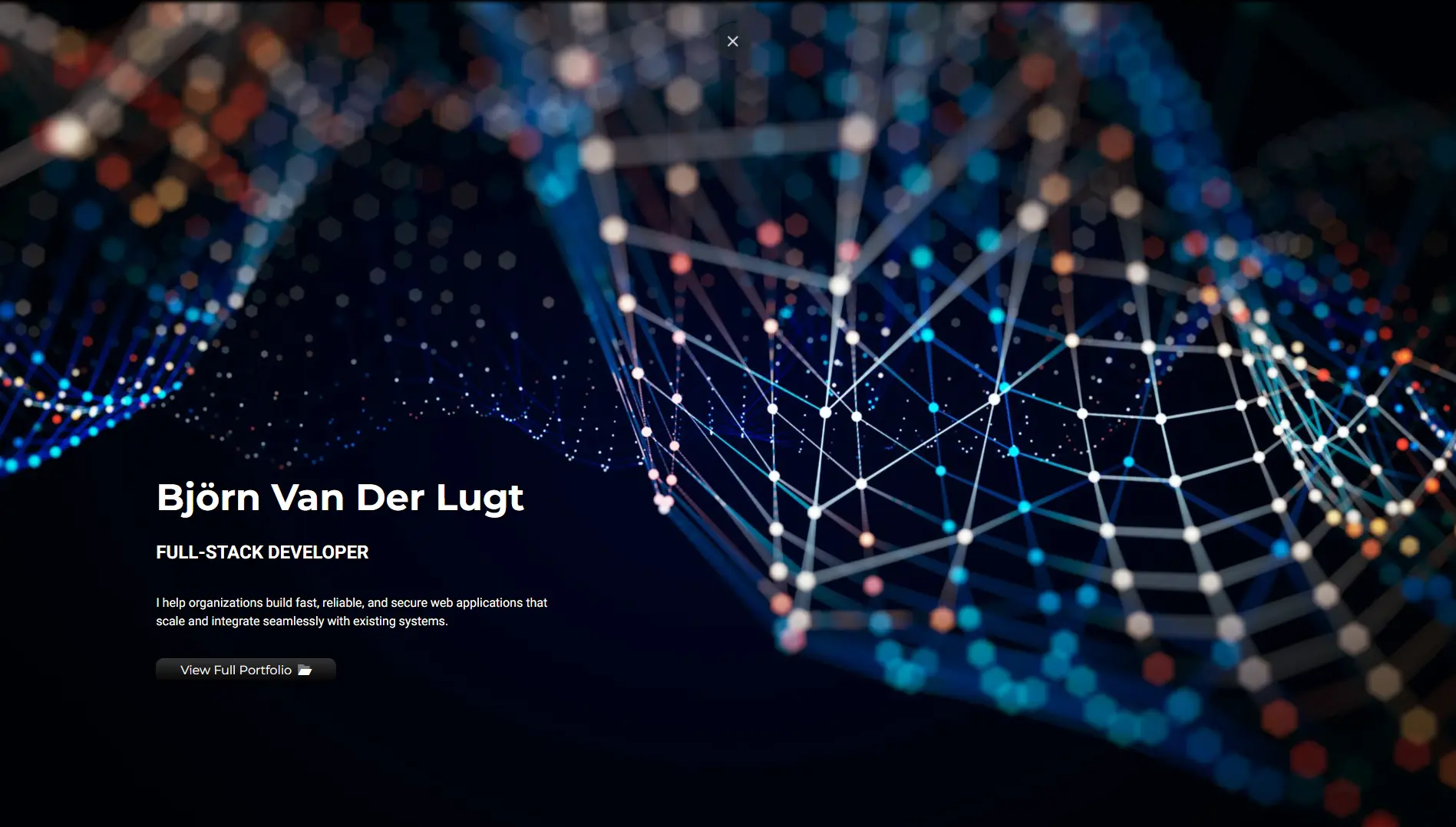 Landing page of my web development portfolio